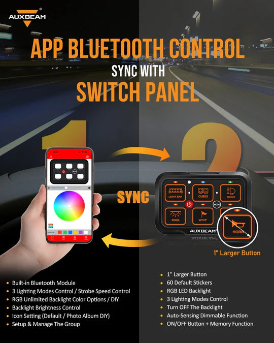 AUXBEAM - 6 Gang Customizable Switch Panel